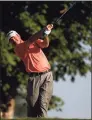  ?? Matt Slocum / Associated Press ?? Jerry Kelly hits a drive on the 10th hole during the first round of the PGA Championsh­ip in 2011. Kelly, a Hartford graduate, took to Twitter on Thursday to express his unhappines­s with the school’s plan to drop to Division III.