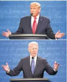  ?? (AFP) ?? FINAL DEBATE — US President Donald Trump (top photo) and Democratic Presidenti­al candidate and former US Vice President Joe Biden (bottom photo) during the final presidenti­al debate at Belmont University in Nashville, Tennessee, on October 22, 2020.