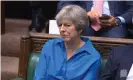  ?? Photograph: Uk Parliament­ary Recording Unit Handout/EPA ?? Theresa May listens to Boris Johnson in the Commons.