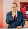  ?? Foto: Kappeler, dpa ?? CDU‰Kanzlerkan­didat Armin Laschet beim Bild‰TV‰Auftritt.