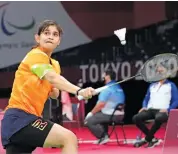  ??  ?? India’s Palak Kohli competes in a women’s singles SU5 badminton match against Japan’s Ayako Suzuki at the Tokyo 2020 Paralympic Games on Wednesday. — AP