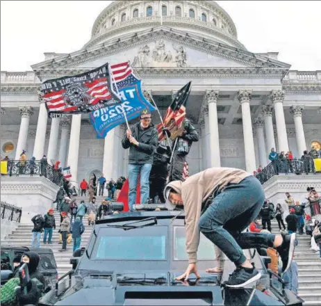  ?? AFP ?? Supporters of US President Donald Trump protest outside the US Capitol in Washington, DC on Wednesday.