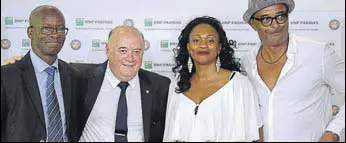  ?? AFP ?? Former French tennis player Yannick Noah (from right), French minister of sport Laura Flessel, French Tennis Federation (FFT) president Bernard Giudicelli and Christian Forbin, the federation's doctor in charge of social diversity, during an event on...