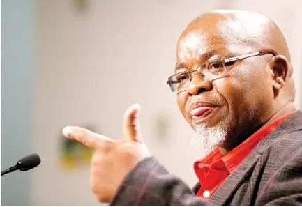  ??  ?? African National Congress Secretary-General Gwede Mantashe gestures during a recent media briefing in Johannesbu­rg. (Reuters)