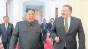  ?? AFP FILE ?? Kim Jong Un with US secretary of state Mike Pompeo.