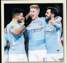  ??  ?? BLUES BROTHERS City striker Sergio Aguero (left) after his goal