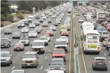  ??  ?? No. 2, left: Traffic crawls along I-80, left, through Berkeley. Only one stretch of road in the Bay Area sees worse traffic than the I-80 westbound commute.