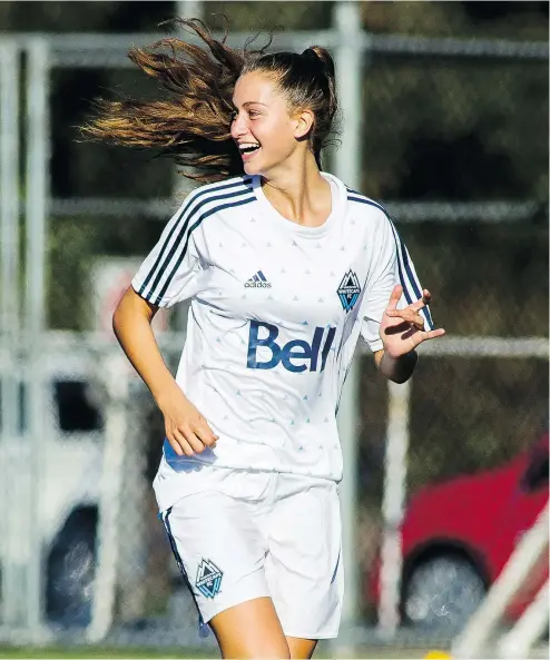  ?? — VANCOUVER WHITECAPS FC/FILES ?? Canada reached the semifinal at the FIFA U-17 Women’s World Cup in Uruguay by beating Germany 1-0 Sunday on the strength of captain Jordyn Huitema’s 83rd-minute goal. Huitema is from Chilliwack.