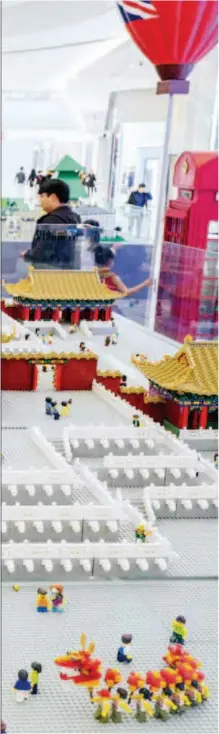  ??  ?? October 13, 2018: A model of Beijing built with Lego bricks attracts many customers in Mixc Shopping Mall, Shanghai. Toymaker Lego has seen big prospects in China in recent years. IC