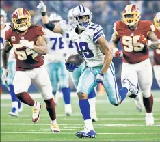  ?? AP ?? AMARI THE MERRIER: Amari Cooper runs for one of his two long touchdowns Thursday during the Cowboys’ 31-23 win over the Redskins.