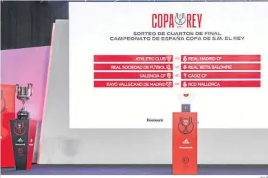  ?? RFEF ?? El cuadro de los cuartos de final de la Copa del Rey tras el sorteo de ayer.