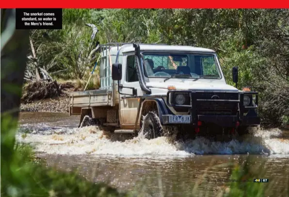  ??  ?? The snorkel comes standard, so water is the Merc’s friend.