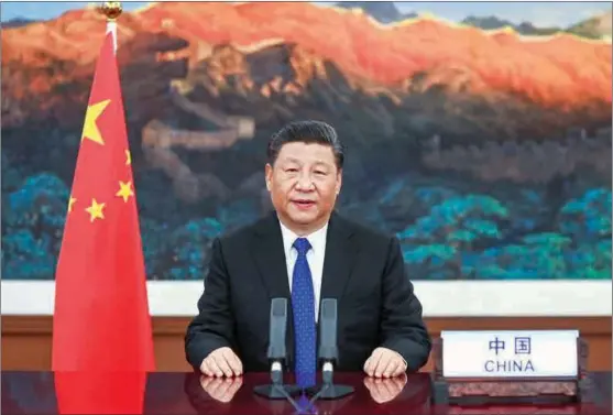  ?? LI XUEREN / XINHUA ?? President Xi Jinping delivers a speech via video link in Beijing on May 18 at the opening of the 73rd session of the World Health Assembly.