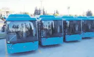  ??  ?? MD9 electriCIT­Y buses are parked at Temsa’s facilities in Adana, southern Turkey, Nov. 27, 2020.