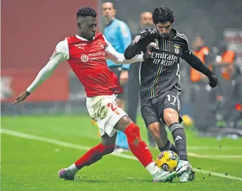  ?? ?? Guedes foi lançado por Schmidt no duelo em Braga, a contar para o campeonato