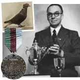  ??  ?? Wing and a prayer: Breeder Cecil ‘Charlie’ Brewer with carrier pigeon Mary of Exeter (inset) who was wounded in action during WWII and awarded the Dickin Medal