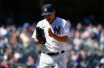  ?? Dustin Satloff/Getty Images ?? New York Yankees pitcher Nestor Cortes took a no-hitter into the seventh inning Monday in New York.