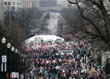  ?? PICTURE: AP ?? WOMAN POWER: A crowd fills Independen­ce Avenue during the Women’s March on Washington on Saturday.