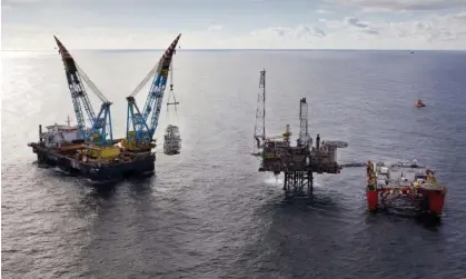  ?? A rig in the North Sea. Photograph: BP/EPA ??