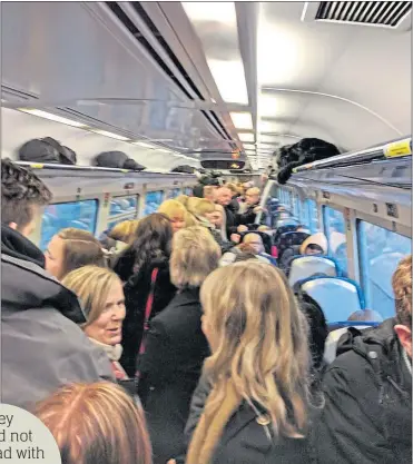  ??  ?? Public anger grows over packed carriages and halted services on Dundee to Edinburgh train yesterday