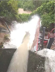  ??  ?? The huge volume of water discharged from the two housing estates into the river has destroyed the temporary drainage, causing further soil erosion.