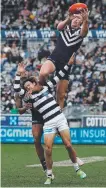  ?? ?? Freo’s Josh Treacy marks. Picture: AFL Photos