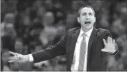  ?? Tony Dejak/Associated Press ?? David Blatt yells to players during the fourth quarter against the Pacers Nov. 29 in Cleveland. The Cavaliers defeated the Pacers, 109-97.