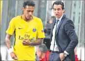  ??  ?? Neymar with PSG coach Unai Emery.