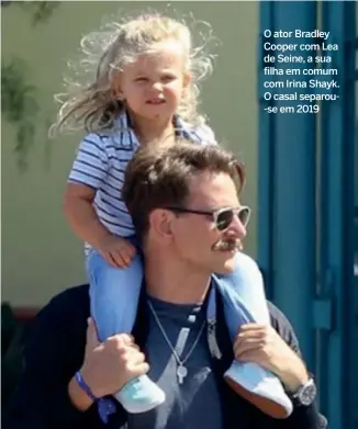  ??  ?? O ator Bradley Cooper com Lea de Seine, a sua filha em comum com Irina Shayk. O casal separou-se em 2019