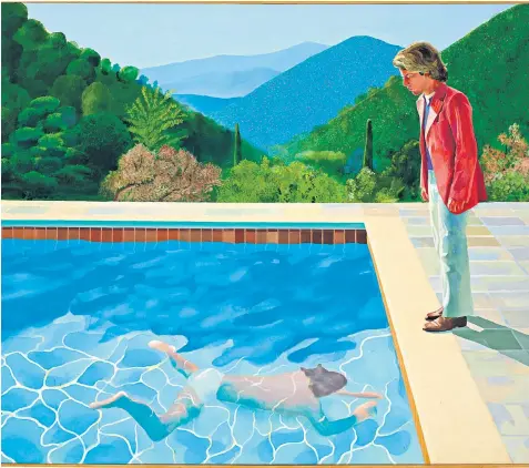  ??  ?? Hockney is renowned for the way that he painted swimming pools and says he first became fascinated by them when he saw pools from a plane as he flew into Los Angeles