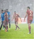  ?? FOTO: DPA ?? Das Unwetter brachte Starkregen über die Allianz Arena.