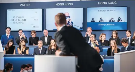  ?? PHOTOS PROVIDED TO CHINA DAILY ?? An auction scene at Sotheby’s.