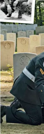  ??  ?? Members of Pte. Kenneth Duncanson’s regiment remove the flag for presentati­on to his family. The service was held on September 14, 2016.