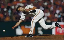  ?? NHAT V. MEYER — BAY AREA NEWS GROUP, FILE ?? The Giants’ Tyler Rogers throws against the Dodgers at Oracle Park on Sept. 29.