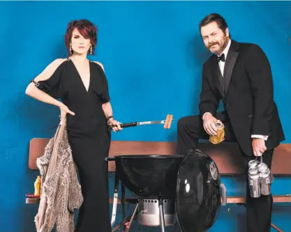  ?? Eric Schwabel ?? Megan Mullally and Nick Offerman’s “Summer of 69: No Apostrophe” promises to hilariousl­y examine the couple’s relationsh­ip and “yank the britches off their marriage.”