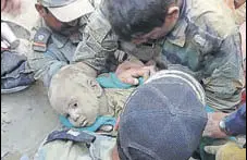  ?? HT PHOTO ?? 18-month-old Nadeem after he was rescued from a borewell at Balsamand village, 30km from Hisar, on Friday.