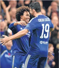  ??  ?? Left: Thomas Muller scores Bayern’s fifth goal; right: Willian celebrates Chelsea’s winner.
Pictures: Getty/PA.