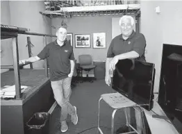  ?? K.C. ALFRED U-T ?? Padres radio broadcaste­rs Jesse Agler (left) and Ted Leitner have called the entire season from booths at Petco Park, including the team’s road games.