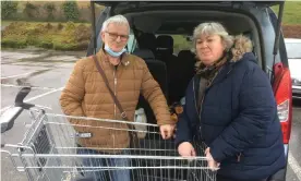  ?? ?? Isabelle and Bruno Martin outside their local Lidl. ‘I’m constantly thinking about my bank balance,’ Isabelle said. Photograph: Guardian