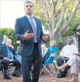  ?? Javier Panzar Los Angeles Times ?? JUSTIN FAREED, who is seeking to replace Rep. Lois Capps, has raised $1 million, 80% of which came from people living outside his Santa Barbara district.