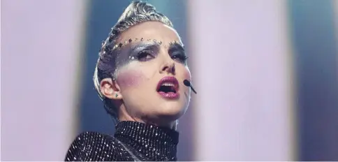  ??  ?? Natalie Portman as the pop star Celeste in “Vox Lux.” — Photo by NEON