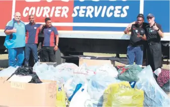  ??  ?? E.P.X. Courier Services transporte­d the donations from the Richards Bay Hang out with Mabiba washing lines to Zululand Observer Empangeni offices where the items were sorted and distribute­d