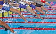  ?? REBECCA BLACKWELL/ASSOCIATED PRESS FILE PHOTO ?? Swimmers from around the world compete Aug. 9 in the Pan American Games in Lima, Peru. USA Swimming gets the lion’s share of its funding from membership dues, which are taking a hit as facilities around the United States close over concerns about spreading the coronaviru­s.