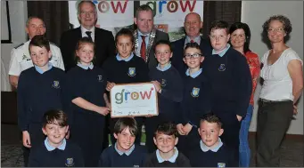  ??  ?? Teachers and pupils from Harestown NS, Monasterbo­ice receive their 3 Stars at the Louth County Council’s GROW Awards ceremony