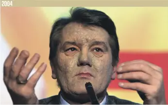  ?? AFP; EPA ?? Former Ukrainian president Viktor Yushchenko seen before and after being poisoned with dioxin during his election campaign in 2004 2004