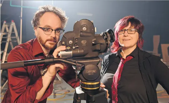  ?? DON HEALY ?? Cinematogr­apher Berny Hi, left, and director Chrystene Ells are working on Der Glockner, a moody film with no dialogue or title cards that is being shot on 16-millimetre film.