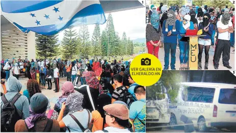  ?? FOTOS: E. IRÍAS /M. SALGADO ?? 1 2 (1) Ayer la UNAH permaneció tomada durante todo el día y se suspendier­on las clases. (2) Los jóvenes leyeron un comunicado, con sus rostros tapados, en donde exigen mejoras a la calidad de la enseñanza y la derogación de las normas académicas. (3)...