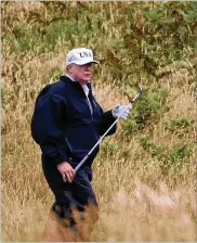  ?? AP ?? President Donald Trump takes time off from preparing for Monday’s summit with Vladimir Putin by playing golf at his Trump Turnberry resort in Scotland on Saturday.