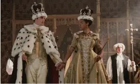  ?? Photograph: Liam Daniel/Netflix ?? Racism is vanquished … King George III and Queen Charlotte’s marriage brings harmony to Britain.