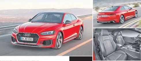  ??  ?? The RS5 Coupe has entered its second generation with evolutiona­ry looks; all-wheel-drive system helps deploy the 450 horses to the tarmac in the most optimum manner; interior is line with carbon fibre trim and red stitching.